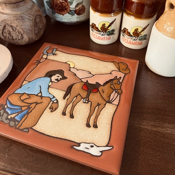 SOLD Western Cowboy Tile - Picture 1 of 2